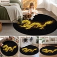 thumbnail image 5 of Round Rug 6Ft Washable Non-Slip, Dragon Flames Circle Area Rugs for Living Room Bedroom, Yellow Dragons Abstract Modern Art Indoor Floor Mats Carpet Runner for Home Decor Aesthetic, 5 of 8
