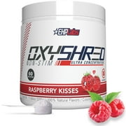 EHP Labs OxyShred Non Stimulant Pre Workout Powder - Stim Free, Caffeine Free Preworkout for Men & Women - Non Stim Preworkout - Sugar Free Energy Powder - Raspberry, 60 Servings