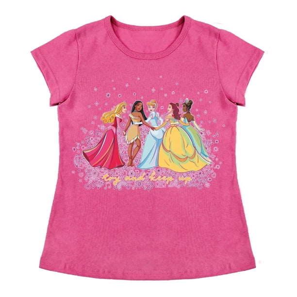 Playera Para Niña Disney Princesas Cuello Redondo Manga Corta Talla 8 Rosa