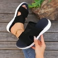 thumbnail image 2 of Xfvqtps Wedge Sandals for Women Slide Knit Mesh Hollow out Cutout Breathable Soft Sole Non Slip Comfortable Walking Beach Summer Slippers Black, 2 of 9
