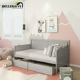 thumbnail image 3 of Bellemave Modern Twin Daybed with Storage Drawers Sturdy Wood Bed Frame Sofa Bed with Backrest and Armrest Storage Daybed Sofa Couch for Living Room or Bedroom, Gray, 3 of 10