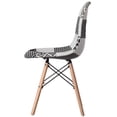 thumbnail image 3 of Fabulaxe  Modern Fabric Patchwork Chair with Wooden Legs for Kitchen, Dining Room, Entryway, Living Room, Set 2, 3 of 7