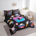 thumbnail image 3 of jejeloiu Baseball Personalized Gifts 7-Piece Bedding Comforter Set,Ice Cream Letter D King Bedding Sets For Ball Gamer Reversible, 3 of 8