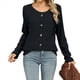 thumbnail image 3 of Suéteres Ligeros para Mujer 2025, Camiseta Henley de Larga, Blusa Informal de Cuello Redondo para Otoño. Negro L, 3 of 10