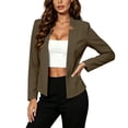 thumbnail image 4 of Homenesgenics Blazers for Women Business Casual Solid-Color Long-Sleeve Blazer with Lapel, Fitted Cardigan-Style Blazer Brown M, 4 of 8