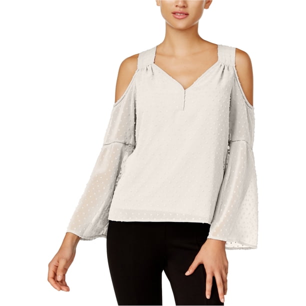 Blusa campesina texturizada Kensie para mujer color hueso grande