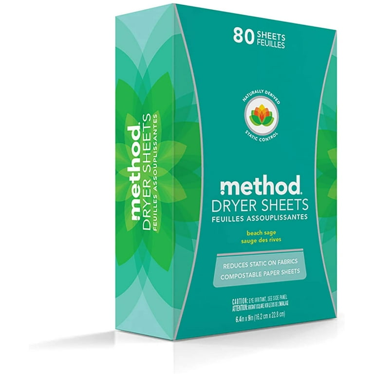 method  Dryer Sheets, Beach Sage, 80 ct