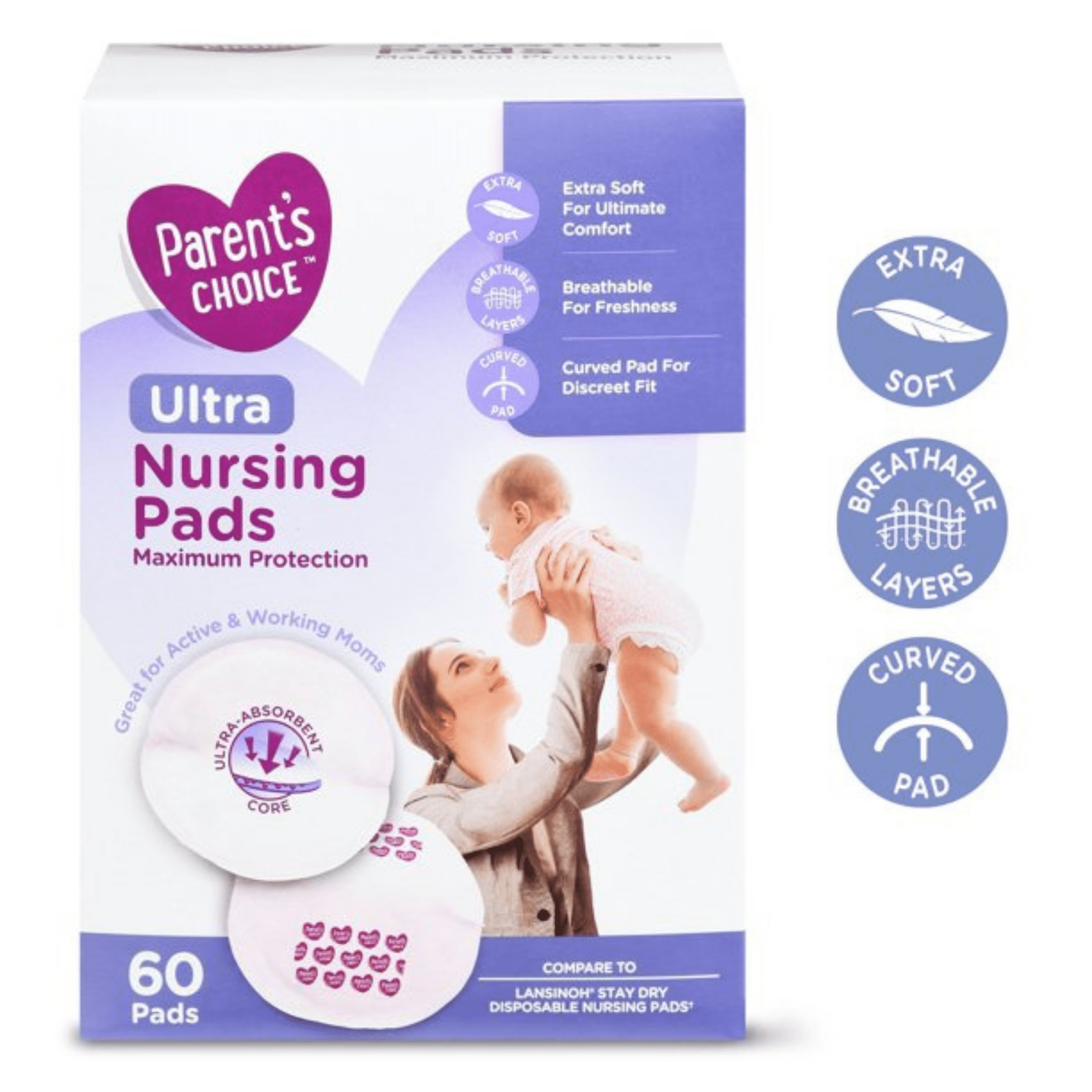 Mammy Village Ultra-Dry Disposable PE Breathable Breast Pad 60 Packs In Box 