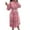 Red, variant on IROINNID Long Sleeve Dress for Women Summer Pearl Belt Printed Pleated Lantern Sleeve Half High Neck Dress ,Purple