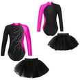 thumbnail image 5 of Doomiva Kids Girls Ballet Dance Dress Outfit Long Sleeve Gymnastics Leotard with Mesh Tutu Skirt Set Rose 14, 5 of 6