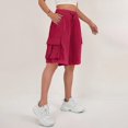 thumbnail image 5 of 2025 Cargo Shorts Women Bermuda Shorts Summer Quick Dry High Waisted Long Shorts Drawstring Knee Length Plus Size Ladies Petite Hiking Shorts with Pockets 8 Inch Inseam, 5 of 7