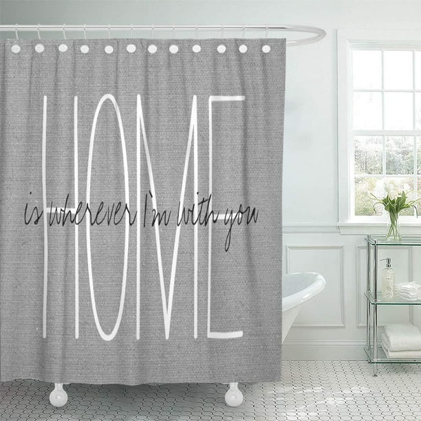 Atabie Cute Rustic Gray Home Burlap Monogram Love Wherever You Shower Curtain 60x72 Inch Com Shower Curtain 60x72 Inch, Girly Gray Shower Curtains
