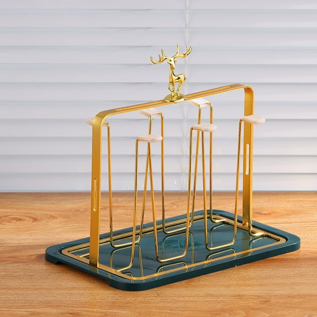 Fashionable Designs Glass Cup Holder With Functional For Home And Kitchen And Dining Room Organization Water Cup Holder Storage Rack Inverted Hanging With Tray Meat Rack Tray Rack Kitchen Holder over