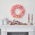 thumbnail image 2 of Nearly Natural 24-in Pink Artificial Christmas Wreath with 35 LED Lights and Ornaments (W1119), 2 of 5