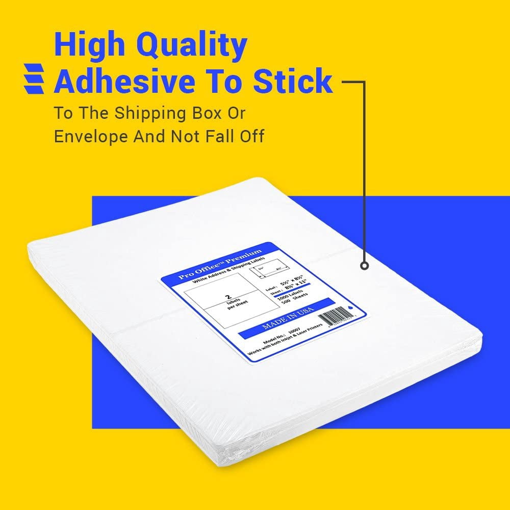 Wing Office Premium Self-Adhesive 3000 Address Labels for Laser Printers and Ink Jet Printers, White, Made in USA, 1 x 2.62 Inches