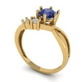 thumbnail image 2 of 0.87 ct Round Cut Simulated Tanzanite 3 Stone 14K Yellow Gold Womens Engagement Ring, 2 of 5