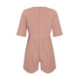 thumbnail image 4 of VIWORLD Women's Solid Color Casual Short Sleeve Romper, V-Neck Summer Jumpsuit with Pockets Pink，L, 4 of 17