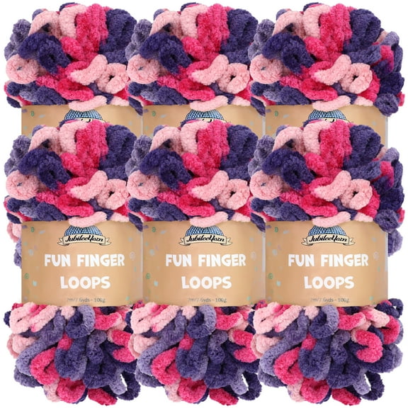 JubileeYarn Fun Finger Loops Yarn - Jumbo Polyester - 100g/Skein - Diony - 6 Skeins