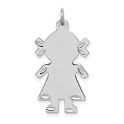 Angle View: 925 Sterling Silver Solid Satin Engravable Engraveable Girl Disc Charm Pendant Necklace Measures 32x16mm Wide Jewelry fo