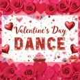 thumbnail image 1 of Red Heart Design Valentine Dance Banner Pink Cupcake Pattern Love Display Rose Decor Musical Note Romantic Backdrop for Valentine's Party Dance Evening Romantic Date, 1 of 5
