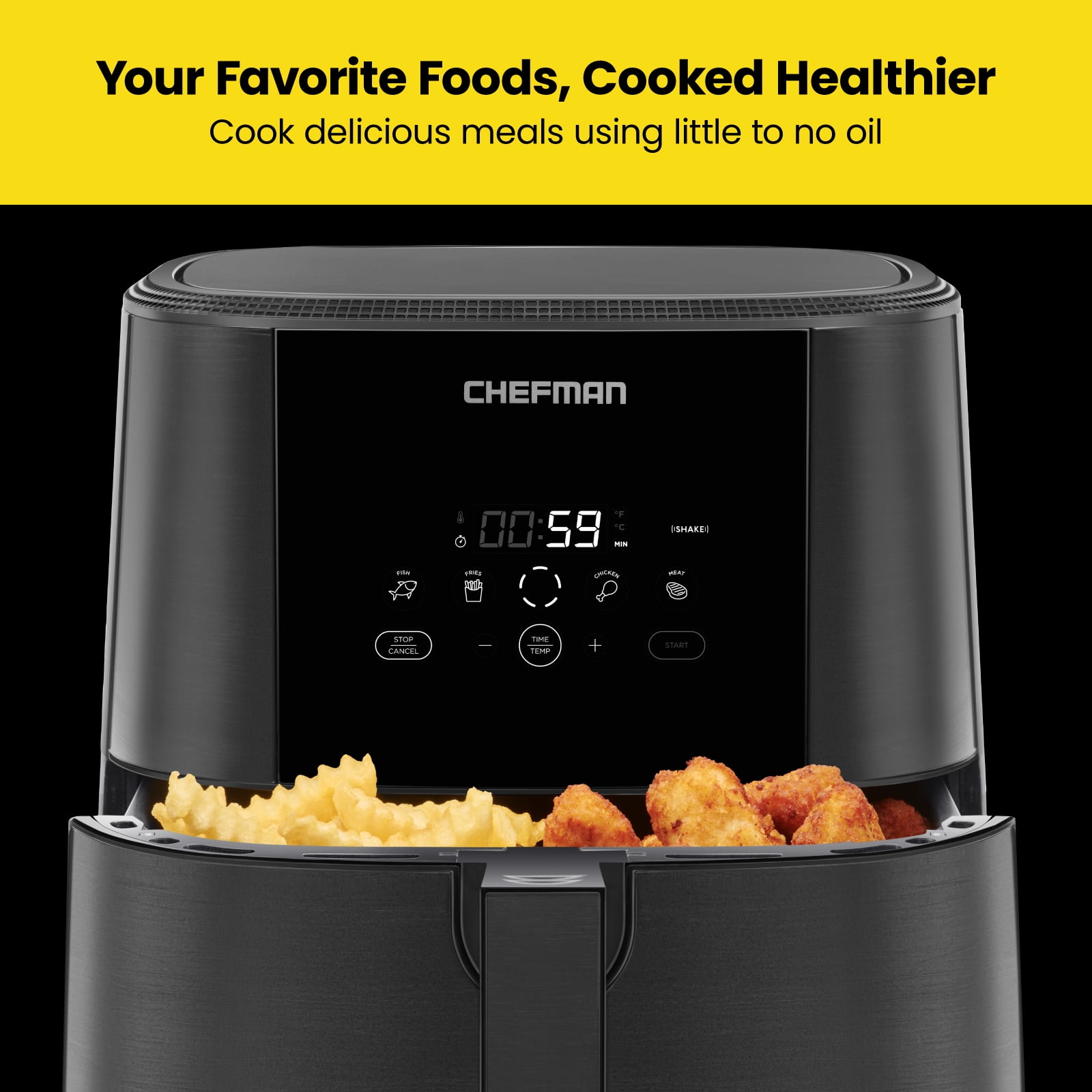  CHEFMAN 2 in 1 Max XL 8 Qt Air Fryer, Healthy Cooking, User  Friendly, Basket Divider For Dual Cooking, Nonstick Stainless Steel,  Digital Touch Screen with 4 Cooking Functions, BPA-Free 