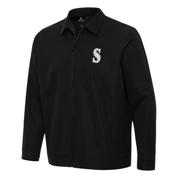 Men's Antigua Black Seattle Mariners Pivot Full-Zip Jacket