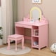 thumbnail image 1 of Rosa 2-in-1 para niños vanity con lighted mirror cajón y abiertos estantes-ideal para para 3-9 yrs girls, 1 of 7