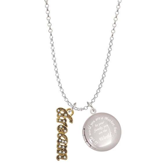 Delight Jewelry Goldtone Crystal Script ''Dream'' To the World You are a Mother Locket Necklace