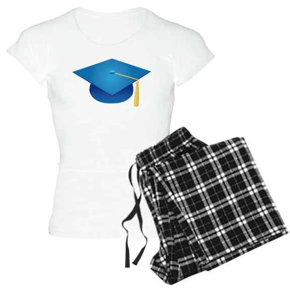 CafePress - Blue Graduation Cap Women's Light Pajamas - Women's Short Sleeve Print T-Shirt and Pants Light Cotton Pajama Set