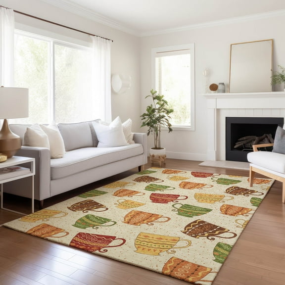 Addison Rugs Mayfield Washable Kitchen Tea Cups Multi Rectangle Rug, 10' x 14'