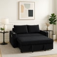thumbnail image 6 of Sofa Bed, Loveseat Convertible Sofa with Pull Out Bed, Modern 3 in 1 Corduroy Couch with 2 Cup Holder and Usb, Comfortable Small Couch for Living Room Bedroom Apartment, Black, 6 of 10
