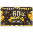 thumbnail image 2 of Black and Gold Glittery 60th Happy Birthday Banner Backdrop Background Party Decors Photo Props for Birthday Celebrations Party Supplies Events Decorations, 2 of 8