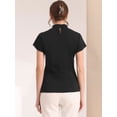 thumbnail image 3 of Top de trabajo para mujer Allegra K cuello levantado manga casquillo elegante blusa de negocios Negro XL, 3 of 4