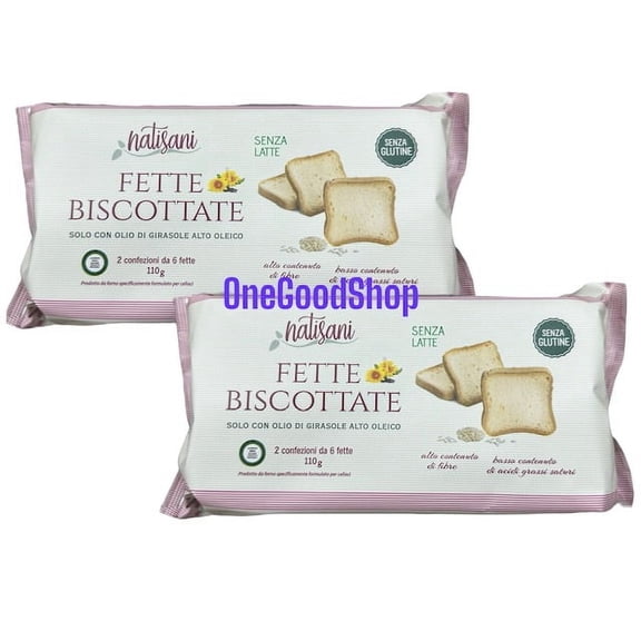NATISANI Gluten-free RUSK Classic Toast, Product of Italy, Toasted Bread Slices, All-natural, Flavoring or Preservatives, 110g (Pack of 2)
