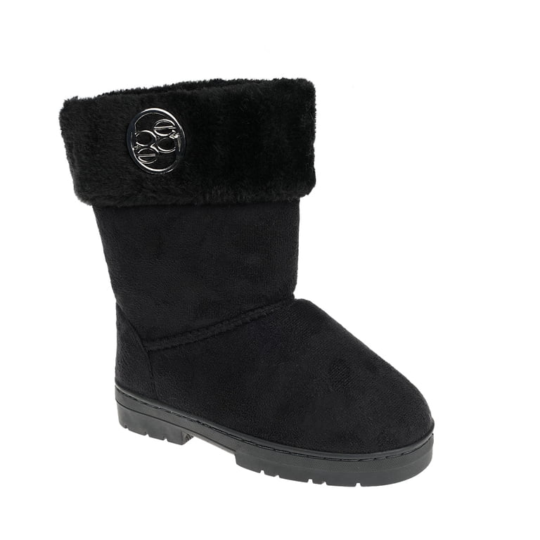 bebe Faux Fur Trendy Winter Boots for Big Girls, Black (Size  Bebe Black Faux Fur Winter Boots main image 0
