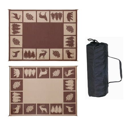 - Reversible Mats 6'x 9' RV Patio Garden Wilderness Mat, BRN/BG