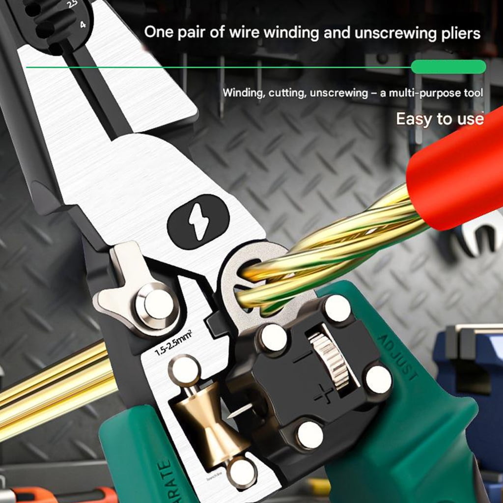 Wire Strippers with Electricity Measurement Function 8 in 1 Wire Stripping Pliers for Cutting Pulling Wires Scissors