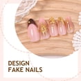 thumbnail image 4 of Uñas postizas adhesivas GCSQW almendra marrón con punta francesa, 24 piezas, 4 of 6