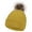 Detachable Pom_Yellow, variant on Women Beanies for Winter Women Knit Beanie Ski Hat Faux Fur Pom pom Beanie Hat , Khaki Beanie