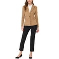 thumbnail image 2 of INSPIRE CHIC Blazer en Faux Suède pour Femme, Col à Revers, Manches Longues, Veste de Bureau, L Kaki, 2 of 6