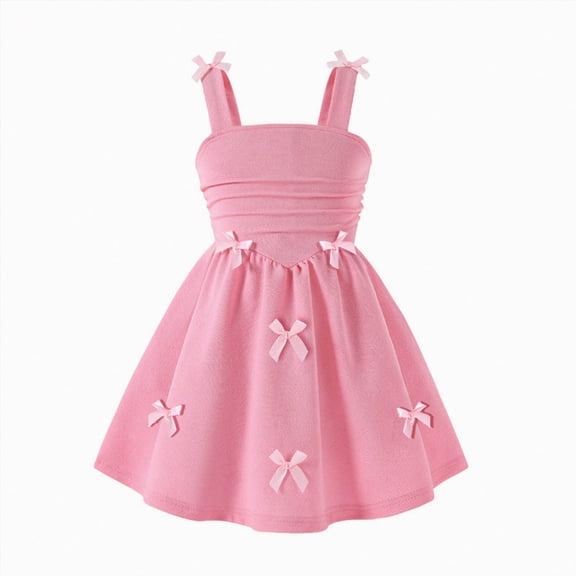 Gubotare Girls Sundress Toddler Kids Girls Butterfly Dress Sparkle Sequins Tulle Wedding Birthday Dresses 5T 6T (Pink,5-6 Years)