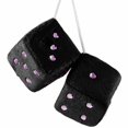 thumbnail image 2 of 1 Pair Black Fuzzy Dice Pink Diamonds Bling Hanging Car Decor Auto Mirror 2.5", 2 of 2