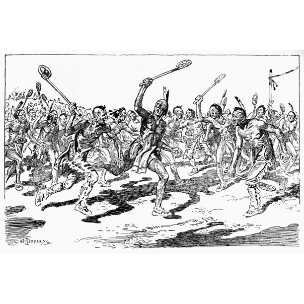 Iroquois Lacrosse. /Niroquois Native Americans Playing Lacrosse In