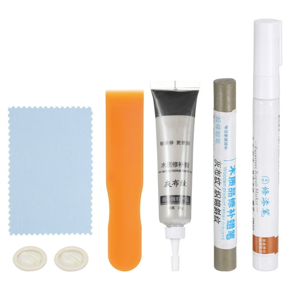Uxcell Wood Furniture Repair Kit (Wood Markers   Wood Filler Paste   Wood Filler Stick) Touch Up Kit with Spatula for Repairing Scratches Cracks Holes on Wooden Floors Cabinet, Wood Brown