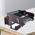 thumbnail image 2 of Retractable Office Desk Orgarnizer Set, 2 Tier Metal Mesh Document File Pens Storage Orgarnization Drawers with Note Box and Pen Holder Office Supplies Black, 2 of 7