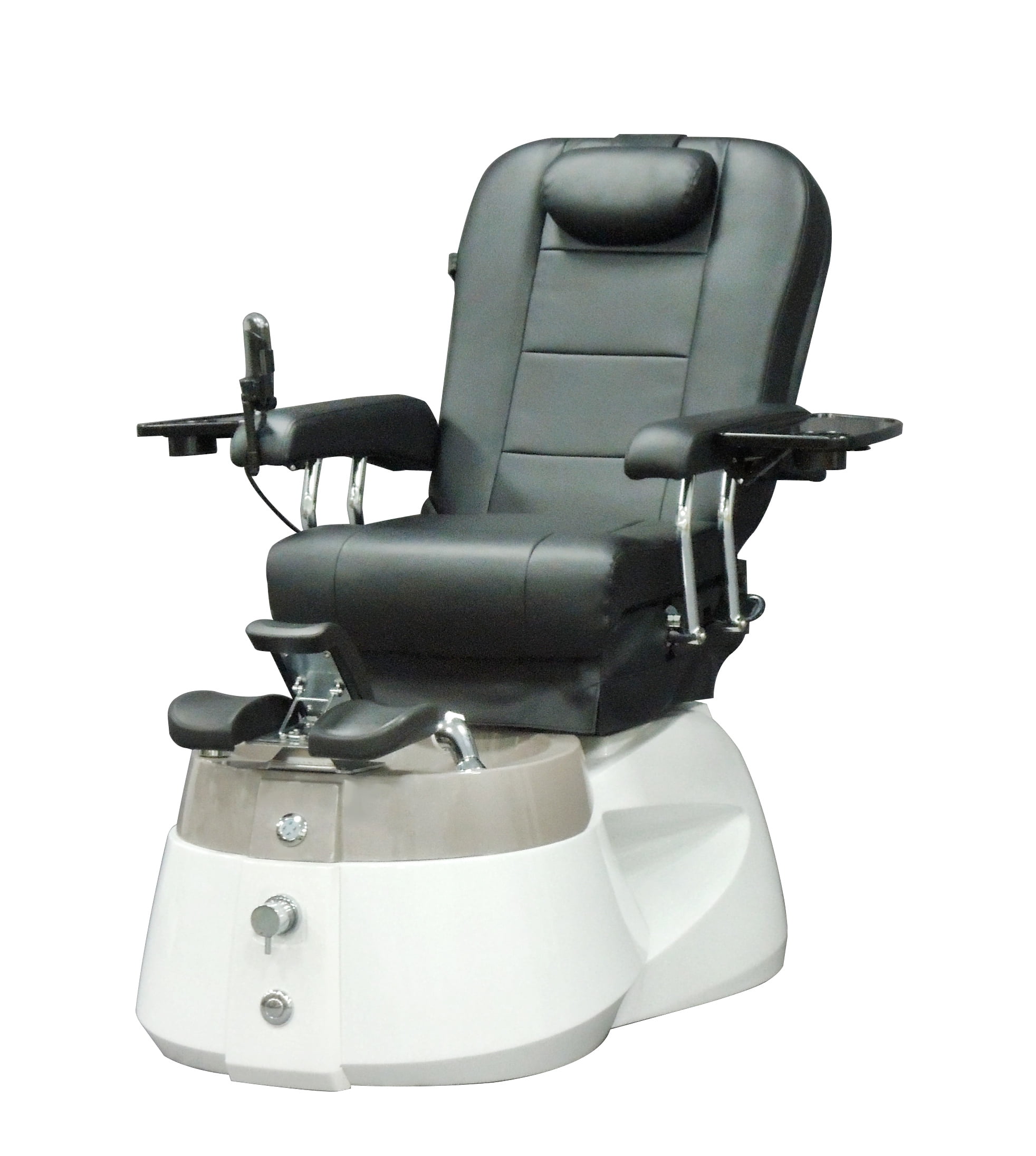 Lenior Pedicure Spa With Recline Beauty Chair Bowl Cover Pipe Less Magnetic Jet System White Silver Base And Black Cover Set Walmart Com Walmart Com