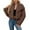 Coffee, variant on Women's Faux Fur Cropped Jacket, Notch Lapel Plush Short Coat, Long Sleeve Fleece Outerwear, Winter Warm Shaggy Top, Casual Fall Clothing with Pockets Green S