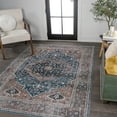 thumbnail image 3 of JONATHAN Y WASHABLE 5 x 8 Area Rug, Alacati Ogee Medallion - Navy/Brown, WSH103C-5, 3 of 8