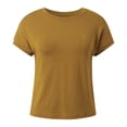 thumbnail image 6 of Women’s Casual Dressy Basic T Shirts Loose Fit Crewneck Cap Sleeve Tee Tops Khaki XXL, 6 of 6