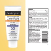 Neutrogena Clear Face Sunscreen Lotion SPF 50, 3 fl oz
